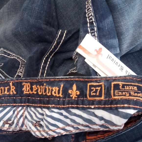 Rock Revival Women's Jeans 27 Easy Boot Embellished Shimmer Luna NWT DEFECT - Picture 8 of 10